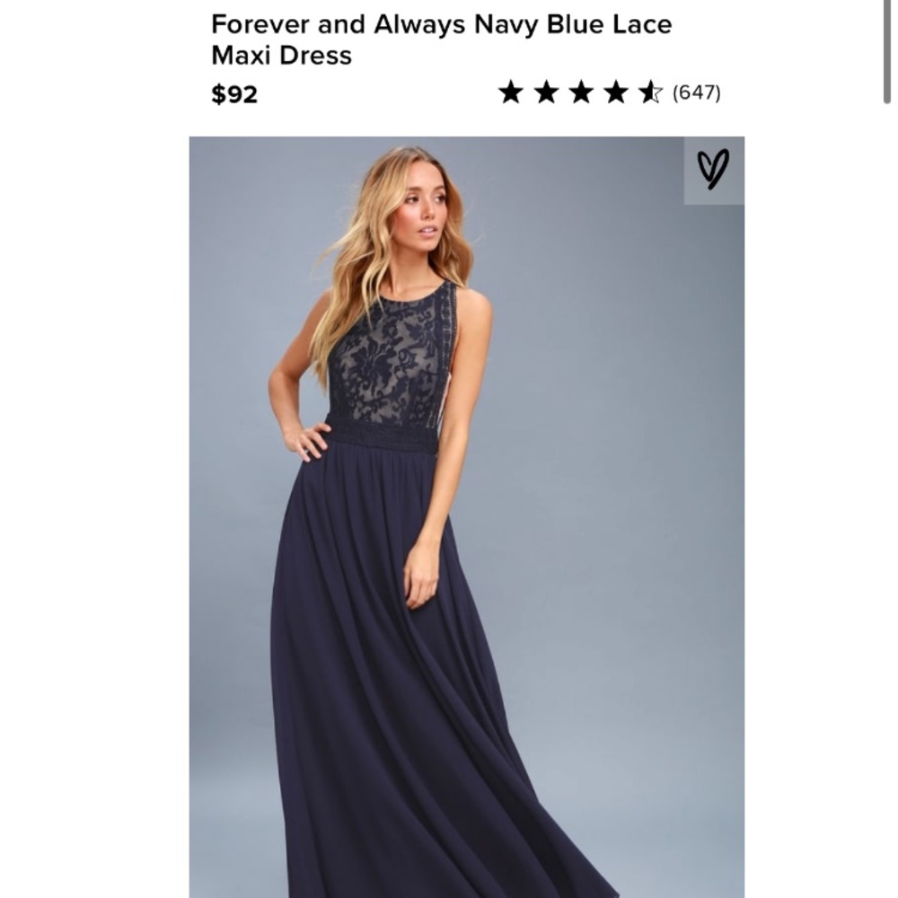 Lulu’s Forever and Always Lace Maxi Dress in Navy